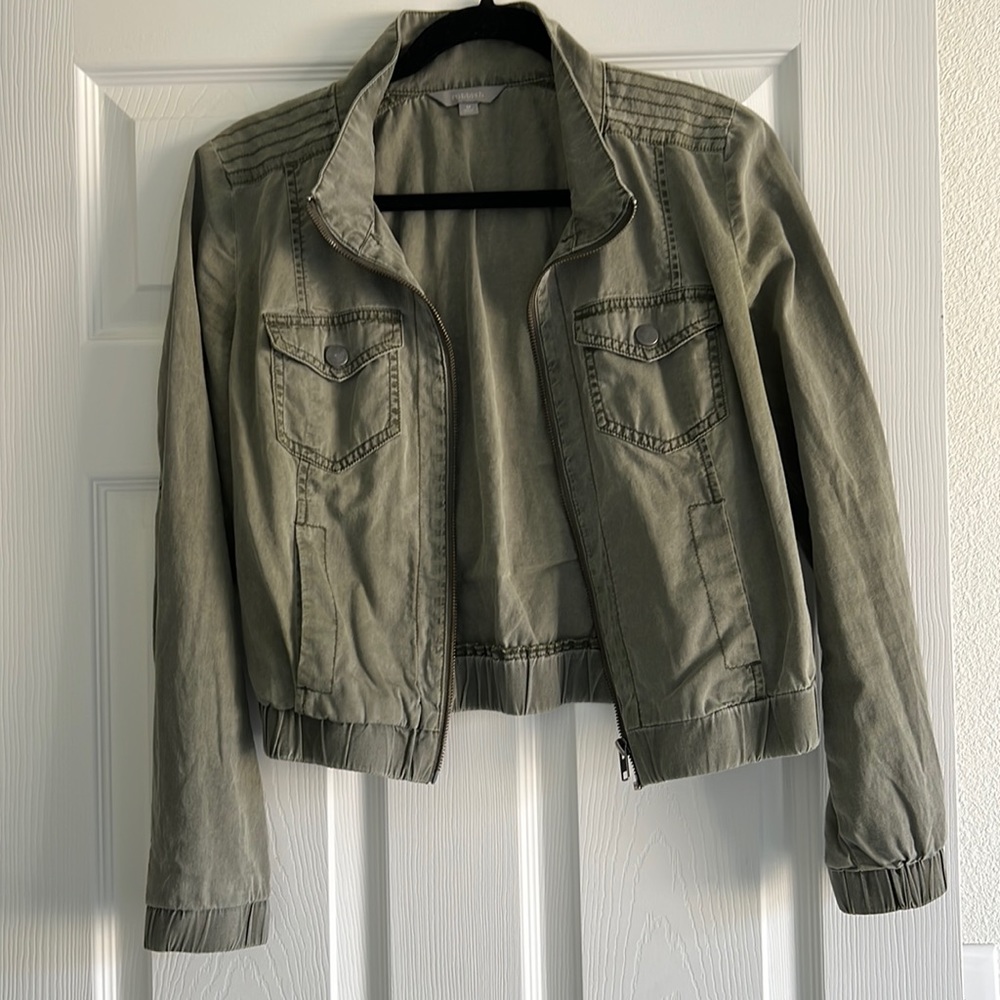 Rubbish green crop military utility bomber jacket